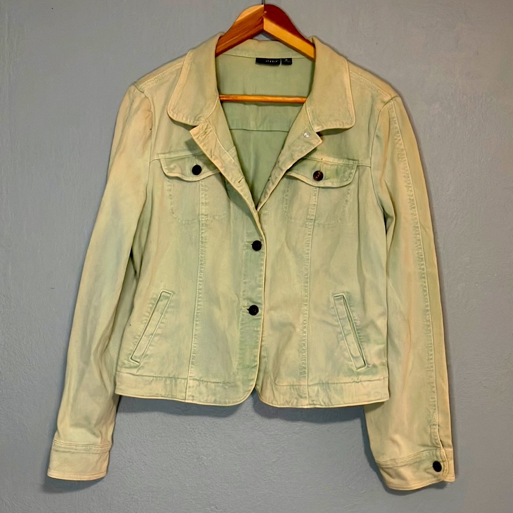 a.n.a women’s light green acid wash jean jacket - size XL - like new